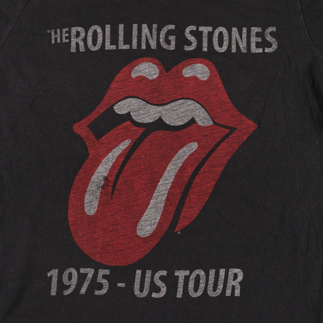THE ROLLING STONES band T-shirt, women's size L cotton black type Vintage Second Hand