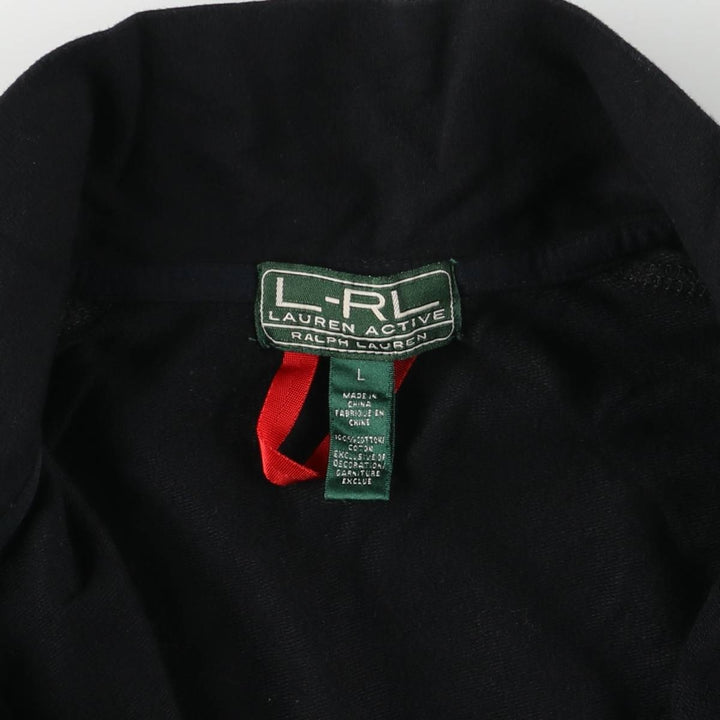 Ralph Lauren ACTIVE full-zip long-sleeved T-shirt, women's size L cotton black type Vintage Second Hand