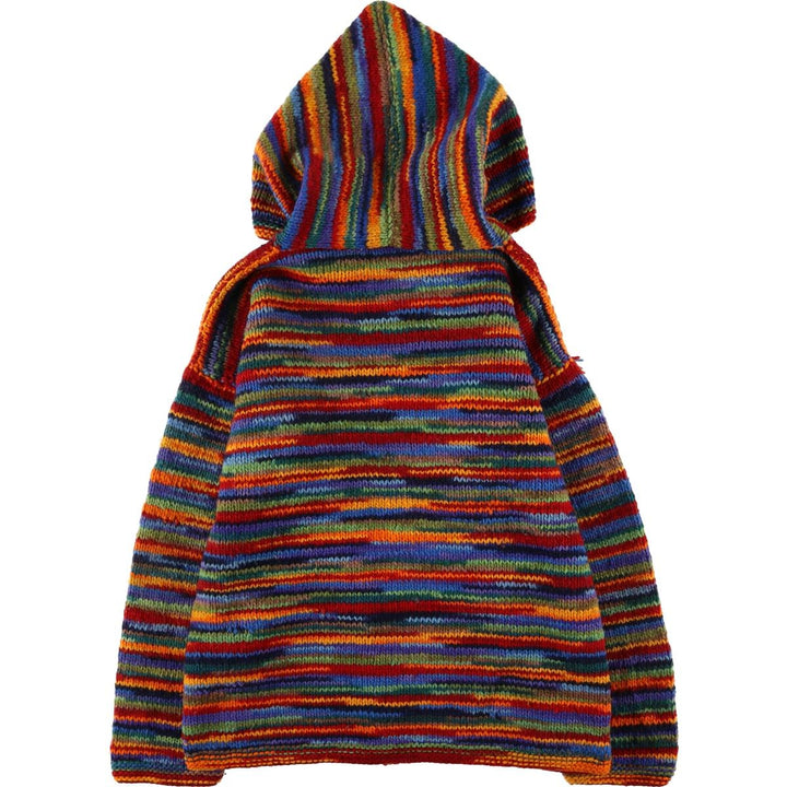 Alpaca Connection Border Pattern Ecuadorian Knit Zip Hoodie, Men's Size Small wool red type Vintage Second Hand