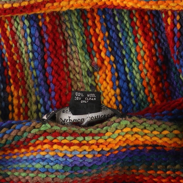 Alpaca Connection Border Pattern Ecuadorian Knit Zip Hoodie, Men's Size Small wool red type Vintage Second Hand