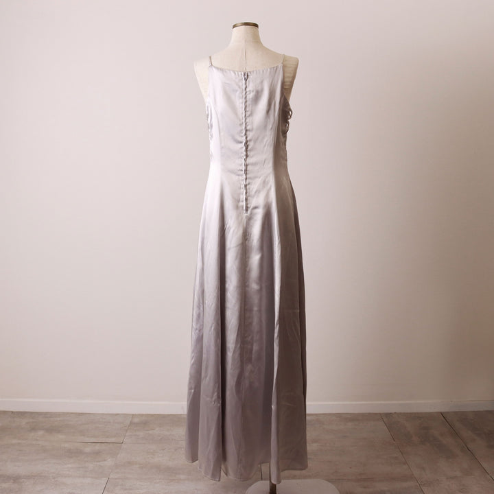 Vintage 90'S Be Smart Maxi Camisole Dress, Made in USA, Women's Size Medium acetate Silver type Vintage Second Hand
