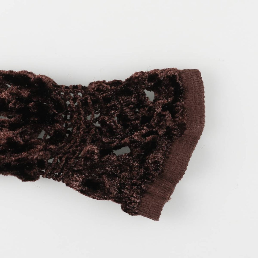 TRICIA JONES Velour Cutwork Embroidered Long Sleeve Flared Mini Dress, Women's Size M acetate brown type Vintage Second Hand