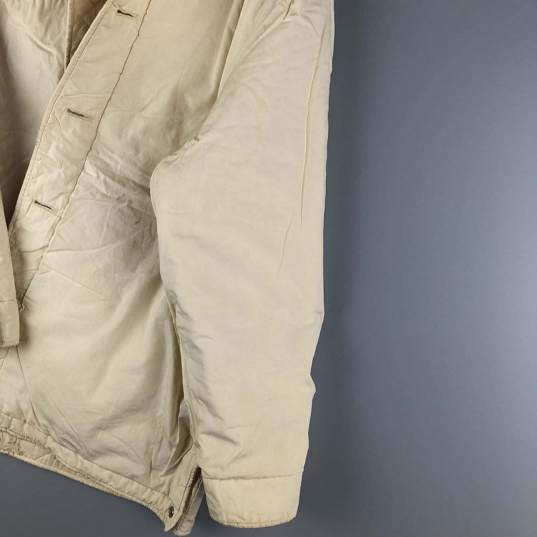 Ralph Lauren LAUREN Lauren all-over print quilted puffer jacket, women's size L cotton ivory Vintage Second Hand