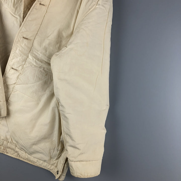 Ralph Lauren LAUREN Lauren all-over print quilted puffer jacket, women's size L cotton ivory Vintage Second Hand