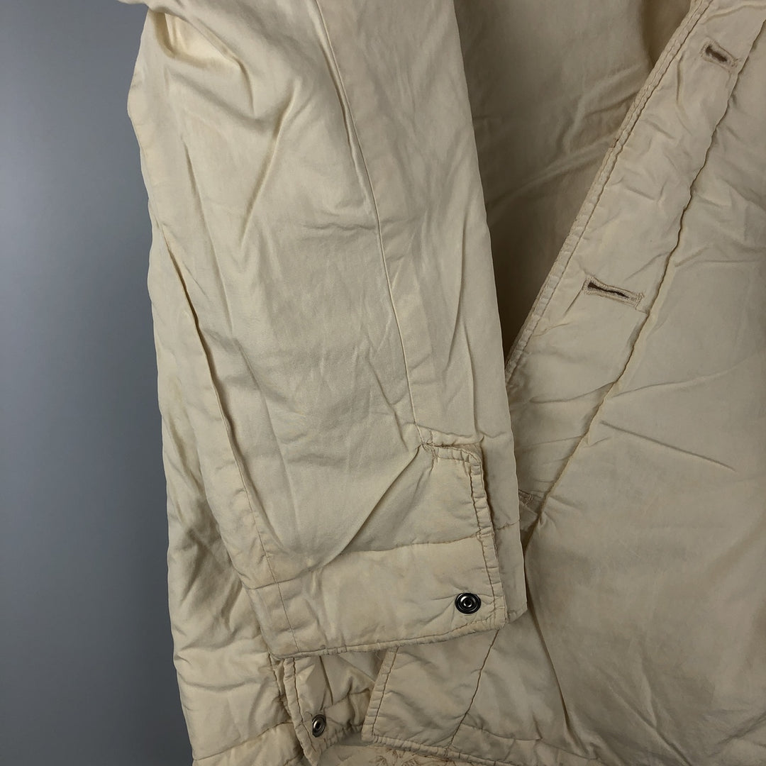 Ralph Lauren LAUREN Lauren all-over print quilted puffer jacket, women's size L cotton ivory Vintage Second Hand