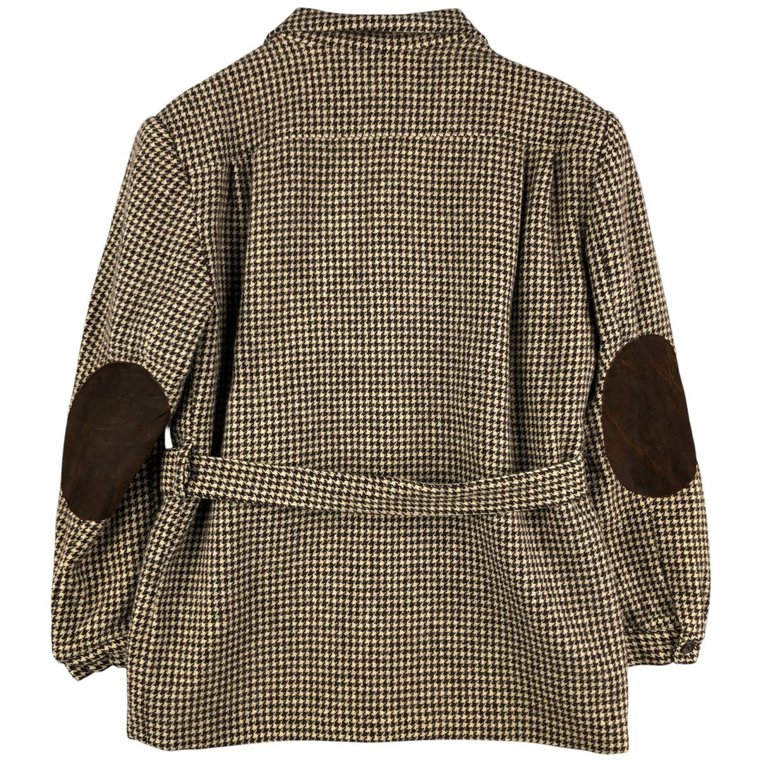 Ralph Lauren Houndstooth Pattern Wool Tailored Jacket, Made in USA, Women's Size L wool ivory Vintage Second Hand