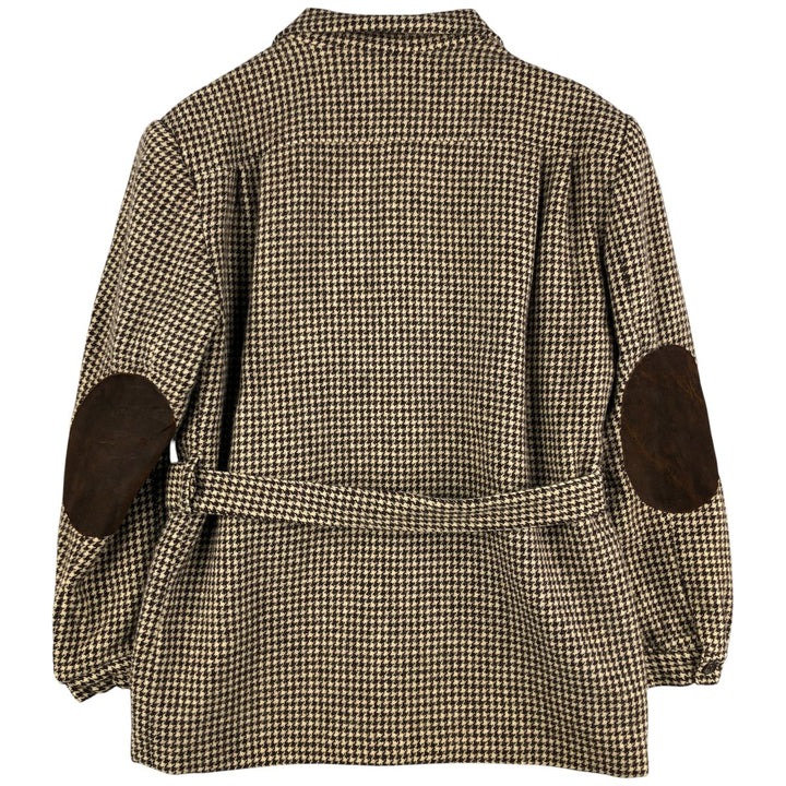 Ralph Lauren Houndstooth Pattern Wool Tailored Jacket, Made in USA, Women's Size L wool ivory Vintage Second Hand