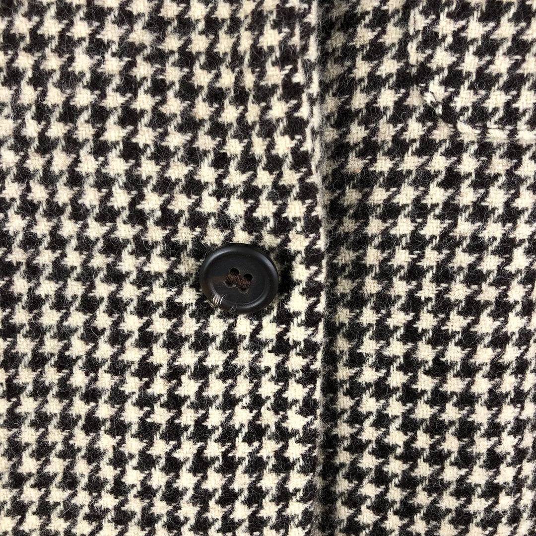 Ralph Lauren Houndstooth Pattern Wool Tailored Jacket, Made in USA, Women's Size L wool ivory Vintage Second Hand