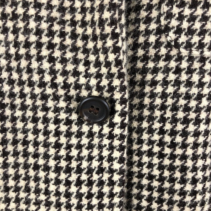Ralph Lauren Houndstooth Pattern Wool Tailored Jacket, Made in USA, Women's Size L wool ivory Vintage Second Hand