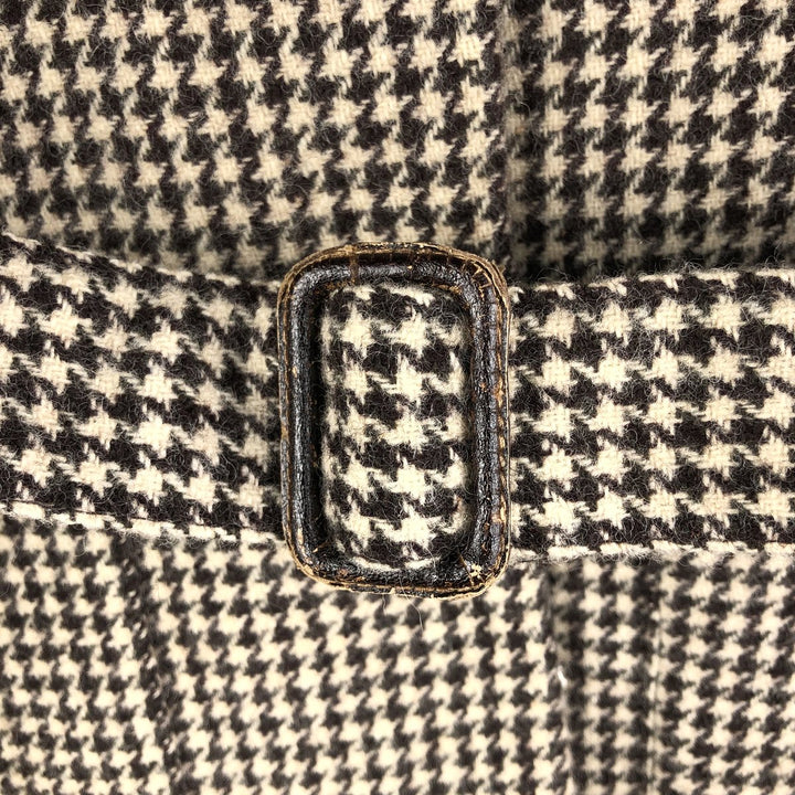 Ralph Lauren Houndstooth Pattern Wool Tailored Jacket, Made in USA, Women's Size L wool ivory Vintage Second Hand