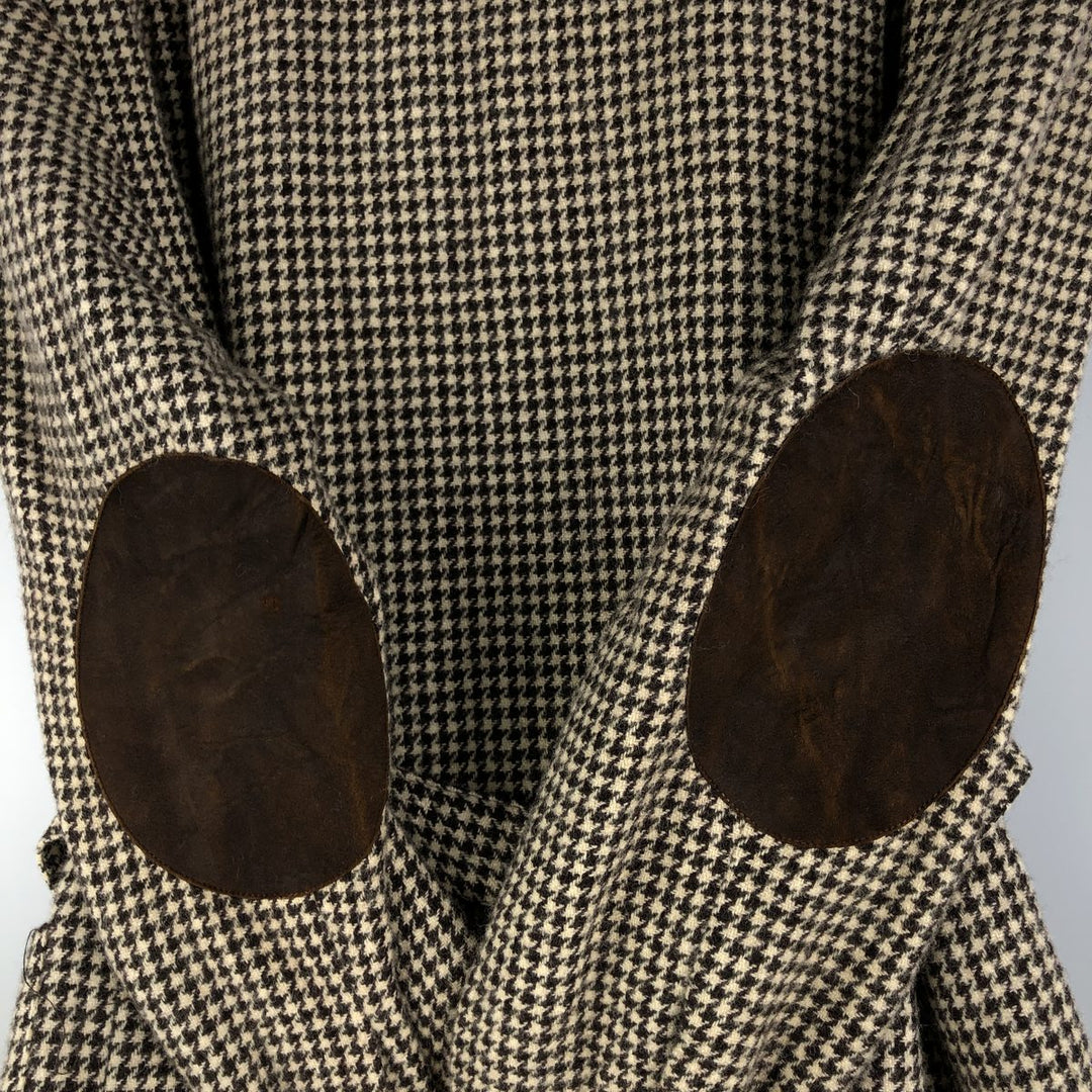 Ralph Lauren Houndstooth Pattern Wool Tailored Jacket, Made in USA, Women's Size L wool ivory Vintage Second Hand