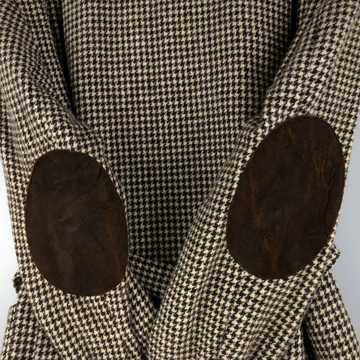 Ralph Lauren Houndstooth Pattern Wool Tailored Jacket, Made in USA, Women's Size L wool ivory Vintage Second Hand