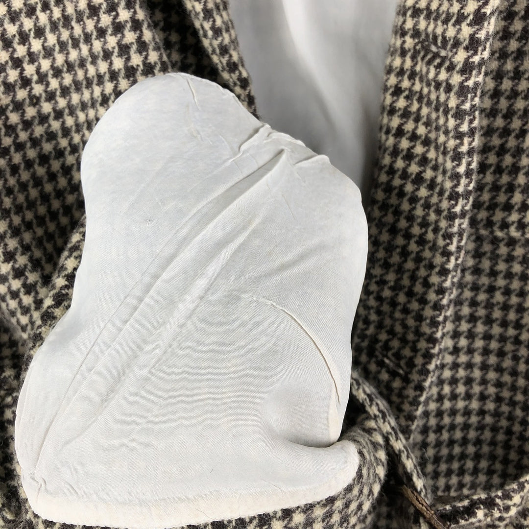 Ralph Lauren Houndstooth Pattern Wool Tailored Jacket, Made in USA, Women's Size L wool ivory Vintage Second Hand