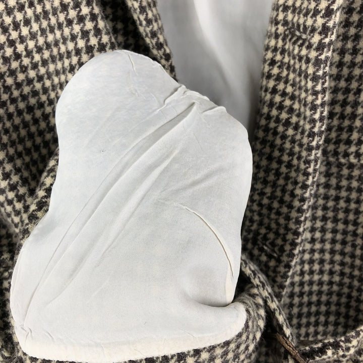 Ralph Lauren Houndstooth Pattern Wool Tailored Jacket, Made in USA, Women's Size L wool ivory Vintage Second Hand