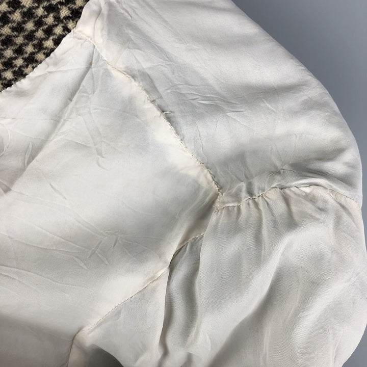 Ralph Lauren Houndstooth Pattern Wool Tailored Jacket, Made in USA, Women's Size L wool ivory Vintage Second Hand