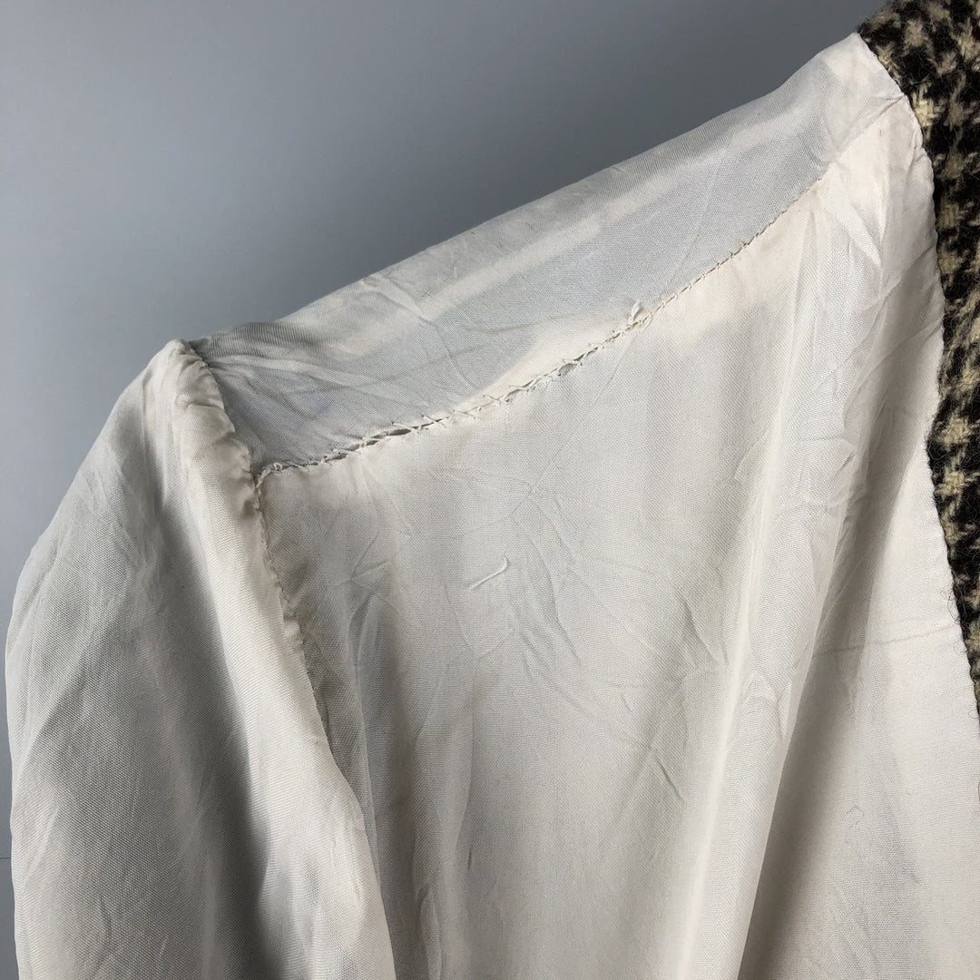 Ralph Lauren Houndstooth Pattern Wool Tailored Jacket, Made in USA, Women's Size L wool ivory Vintage Second Hand