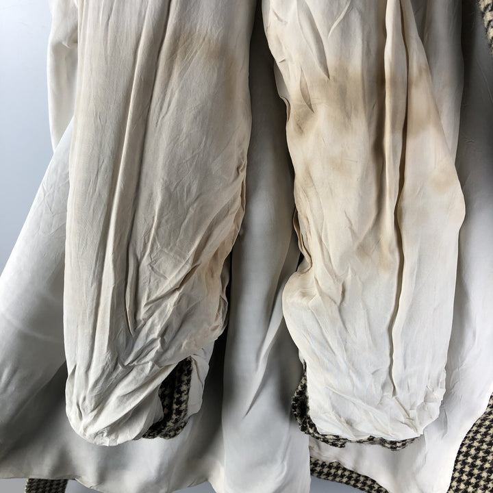 Ralph Lauren Houndstooth Pattern Wool Tailored Jacket, Made in USA, Women's Size L wool ivory Vintage Second Hand