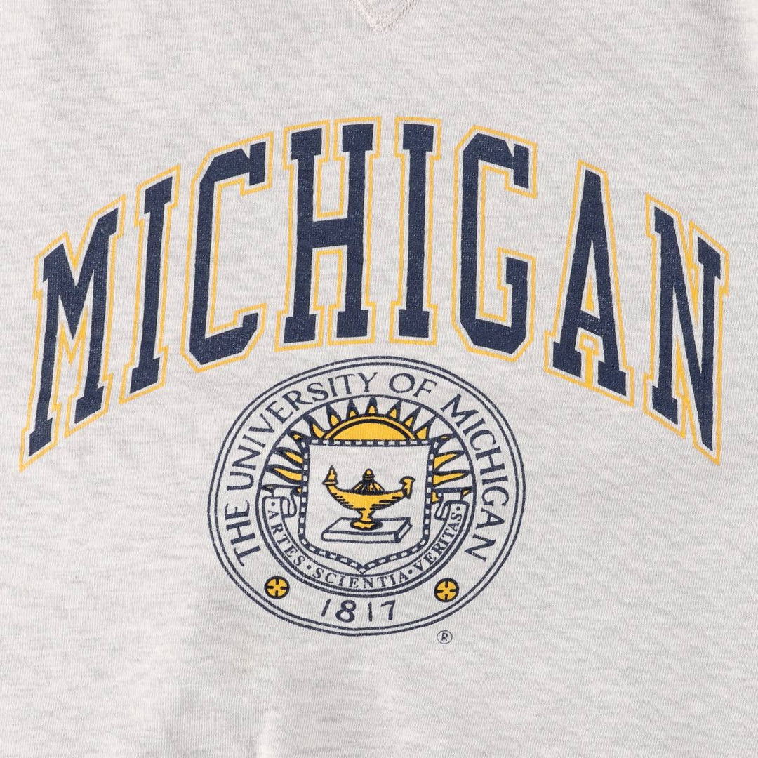 90'S Russell High Cotton University of Michigan College Sweatshirt, Made in USA, Men's Size M (approx.), Vintage cotton gray type Vintage Second Hand