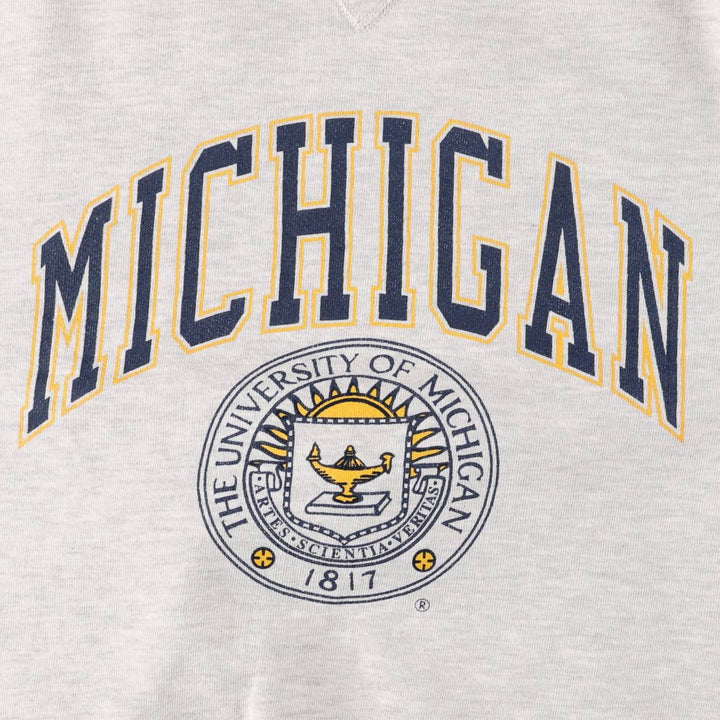 90'S Russell High Cotton University of Michigan College Sweatshirt, Made in USA, Men's Size M (approx.), Vintage cotton gray type Vintage Second Hand
