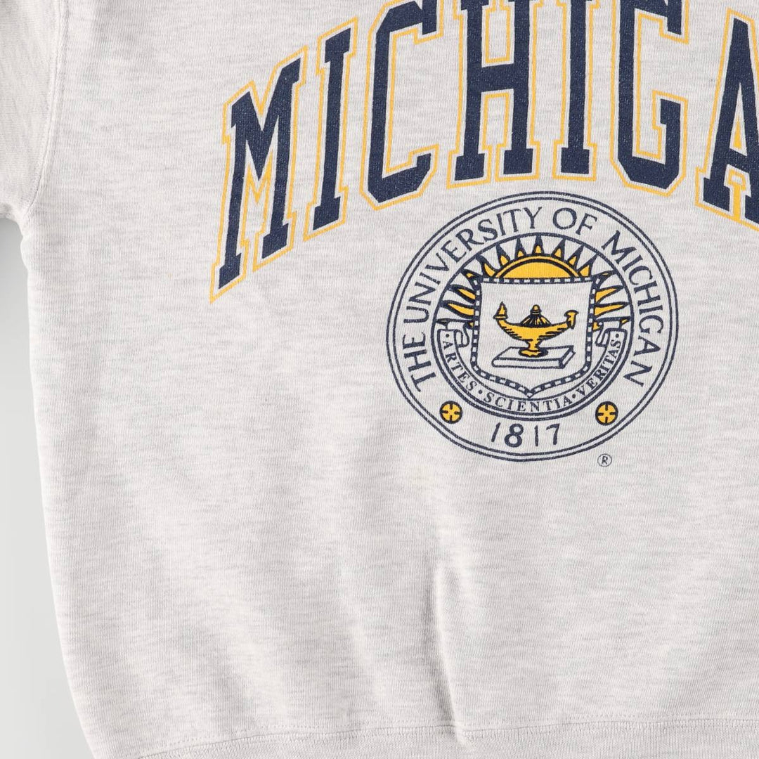90'S Russell High Cotton University of Michigan College Sweatshirt, Made in USA, Men's Size M (approx.), Vintage cotton gray type Vintage Second Hand