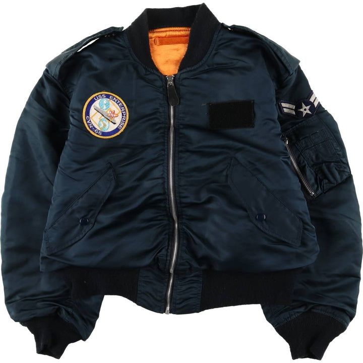 Vintage Alpha L-2B Type Patch Military Flight Jacket, Made in USA, Men's Size L Nylon navy blue type Vintage Second Hand