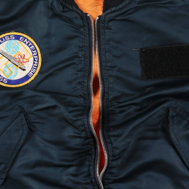 Vintage Alpha L-2B Type Patch Military Flight Jacket, Made in USA, Men's Size L Nylon navy blue type Vintage Second Hand