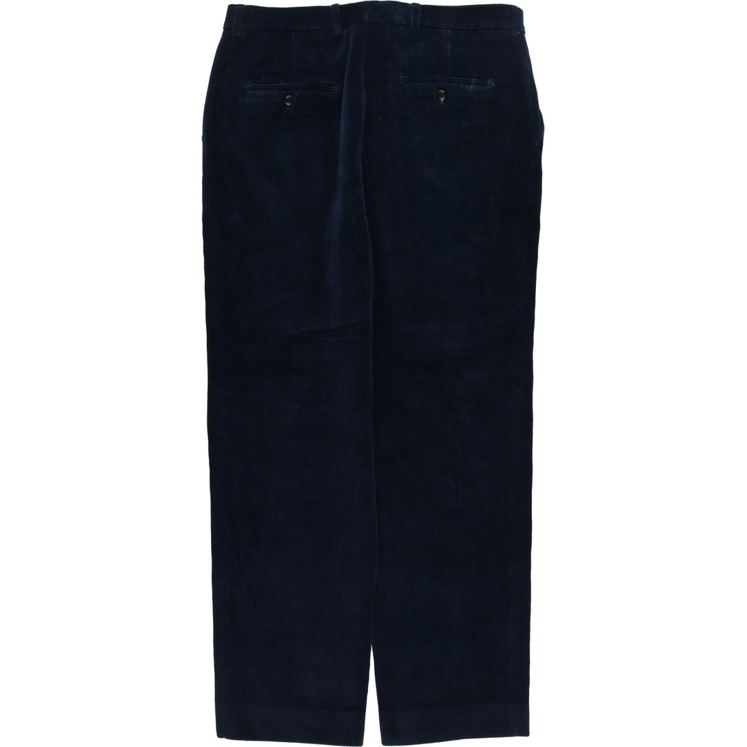 RIGOLETTO Wide-Ribbed Two-Pleated Corduroy Pants, Men's Size 34 cotton navy blue type Vintage Second Hand