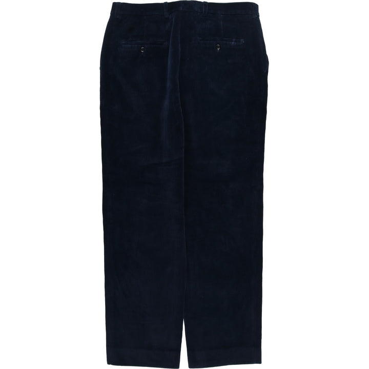 RIGOLETTO Wide-Ribbed Two-Pleated Corduroy Pants, Men's Size 34 cotton navy blue type Vintage Second Hand