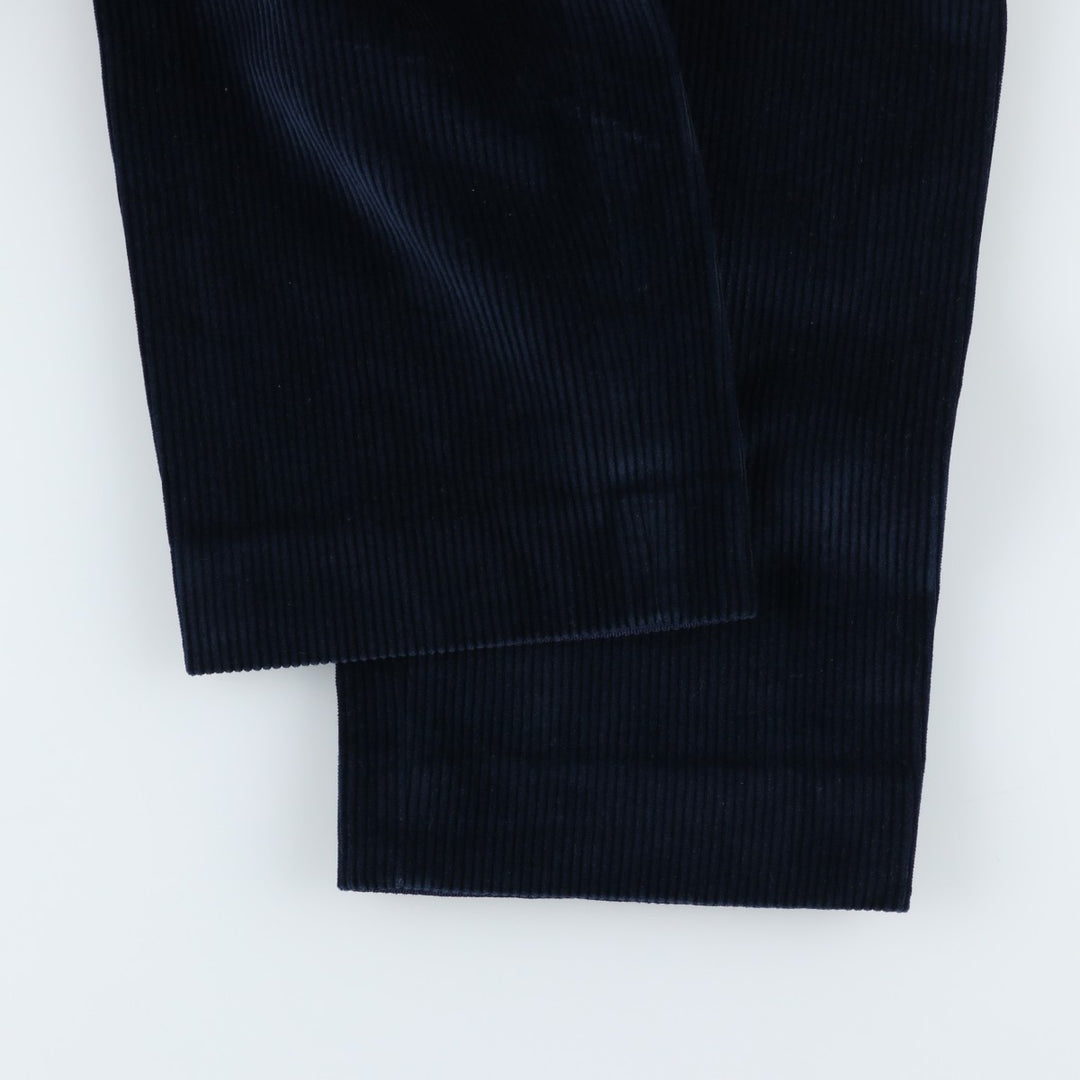 RIGOLETTO Wide-Ribbed Two-Pleated Corduroy Pants, Men's Size 34 cotton navy blue type Vintage Second Hand