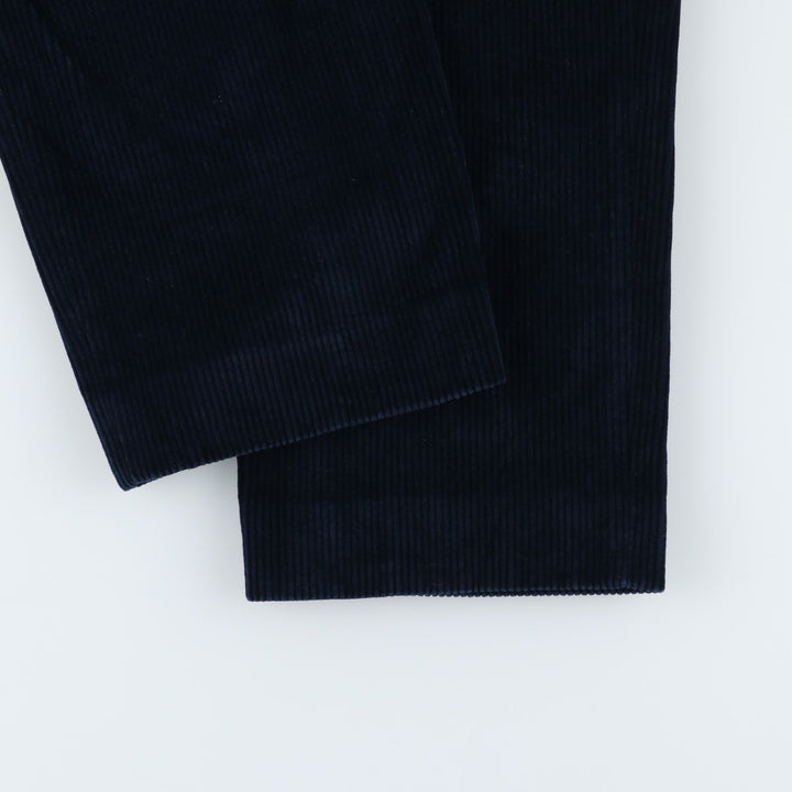 RIGOLETTO Wide-Ribbed Two-Pleated Corduroy Pants, Men's Size 34 cotton navy blue type Vintage Second Hand
