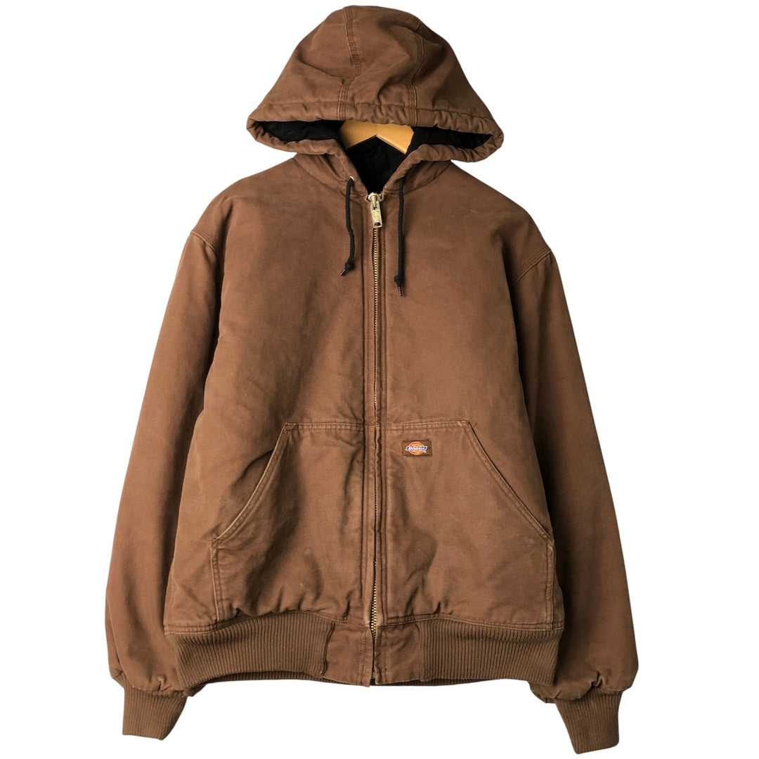 Dickies Active Jacket Type Padded Duck Full Zip Hoodie, Men's Size L cotton brown type Vintage Second Hand
