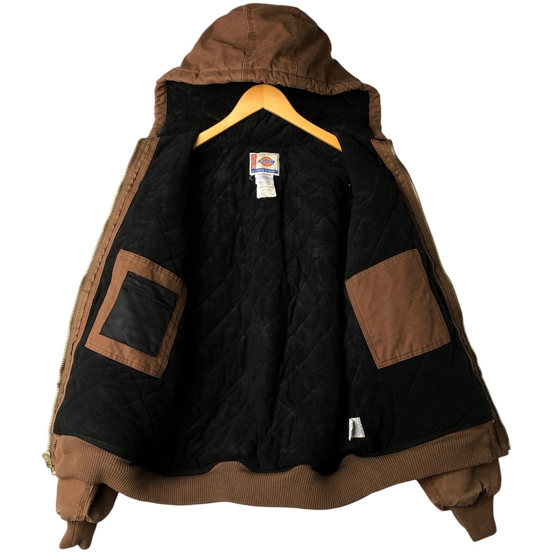 Dickies Active Jacket Type Padded Duck Full Zip Hoodie, Men's Size L cotton brown type Vintage Second Hand
