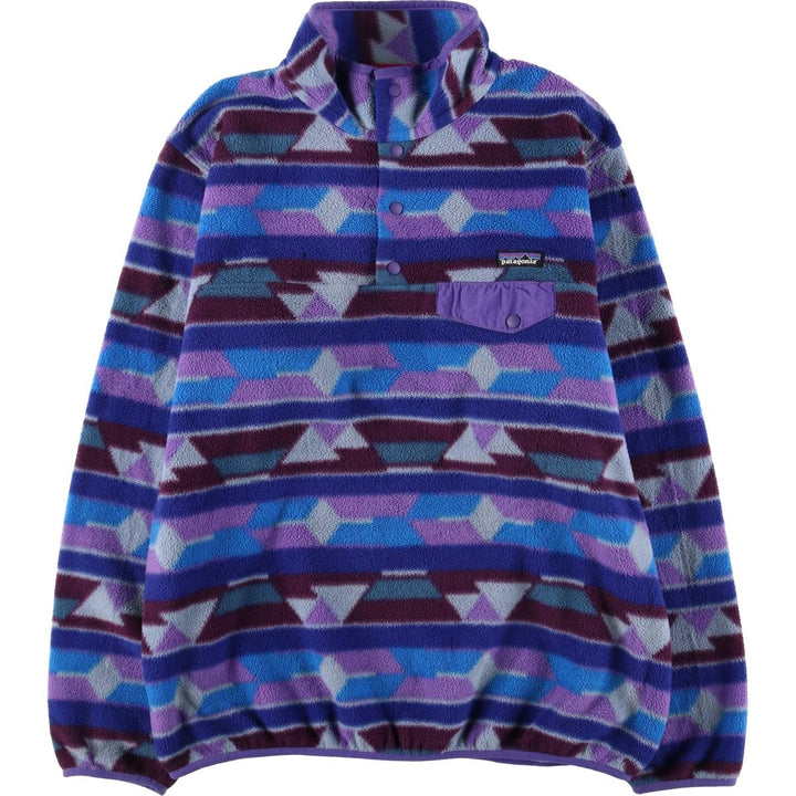 Patagonia Lightweight Synchilla Snap Tee 25455FA14, All-Over Print Half-Snap Fleece Pullover, Women's XL polyester purple type Vintage Second Hand