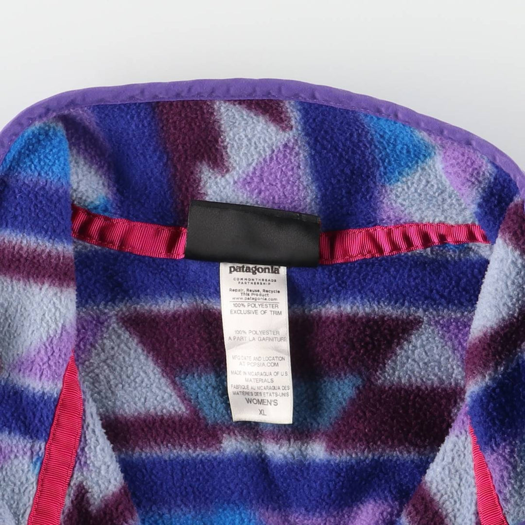 Patagonia Lightweight Synchilla Snap Tee 25455FA14, All-Over Print Half-Snap Fleece Pullover, Women's XL polyester purple type Vintage Second Hand