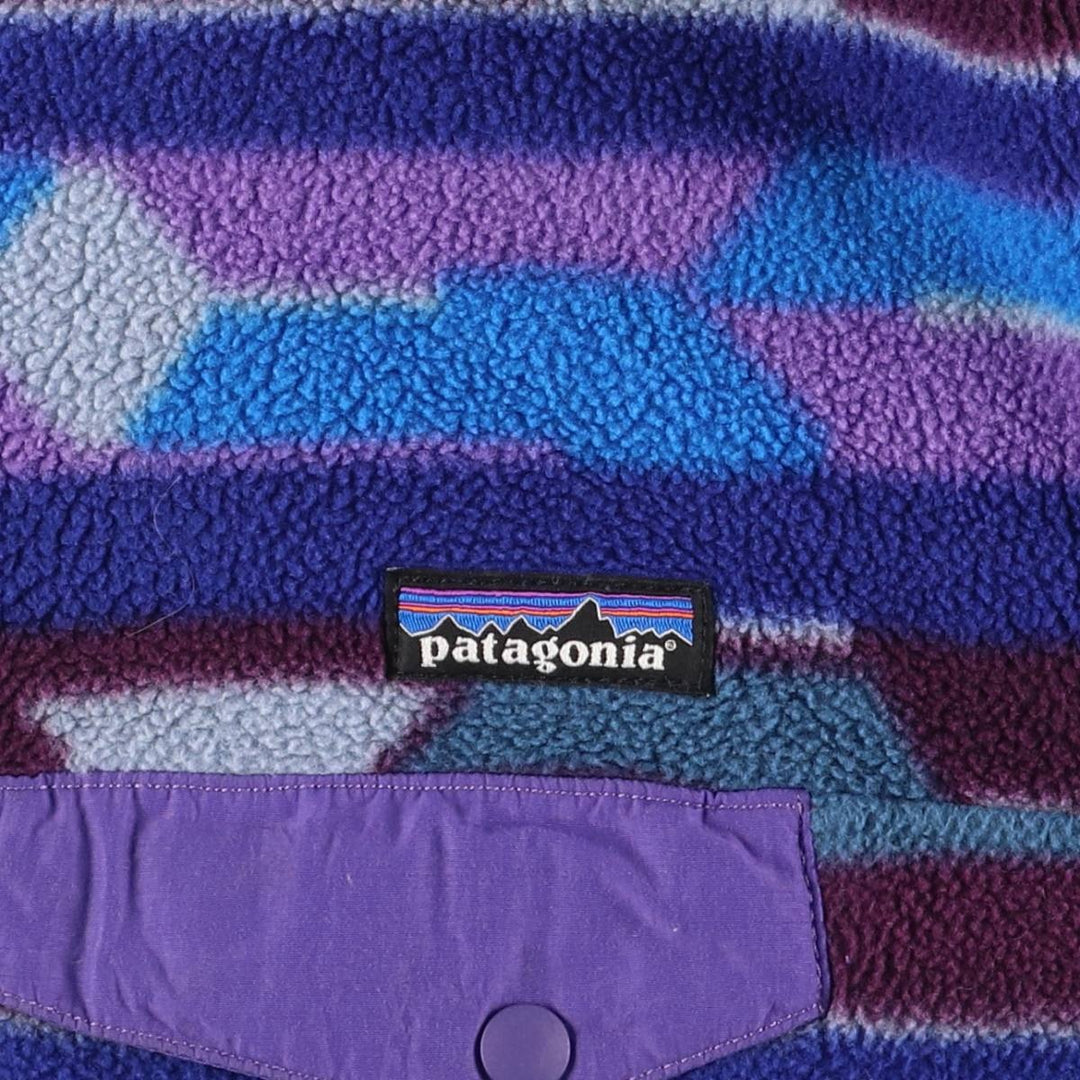Patagonia Lightweight Synchilla Snap Tee 25455FA14, All-Over Print Half-Snap Fleece Pullover, Women's XL polyester purple type Vintage Second Hand