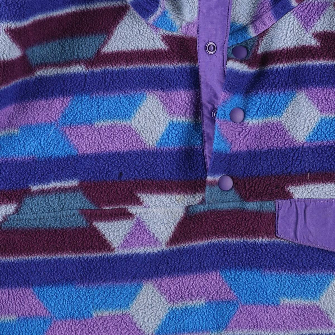 Patagonia Lightweight Synchilla Snap Tee 25455FA14, All-Over Print Half-Snap Fleece Pullover, Women's XL polyester purple type Vintage Second Hand