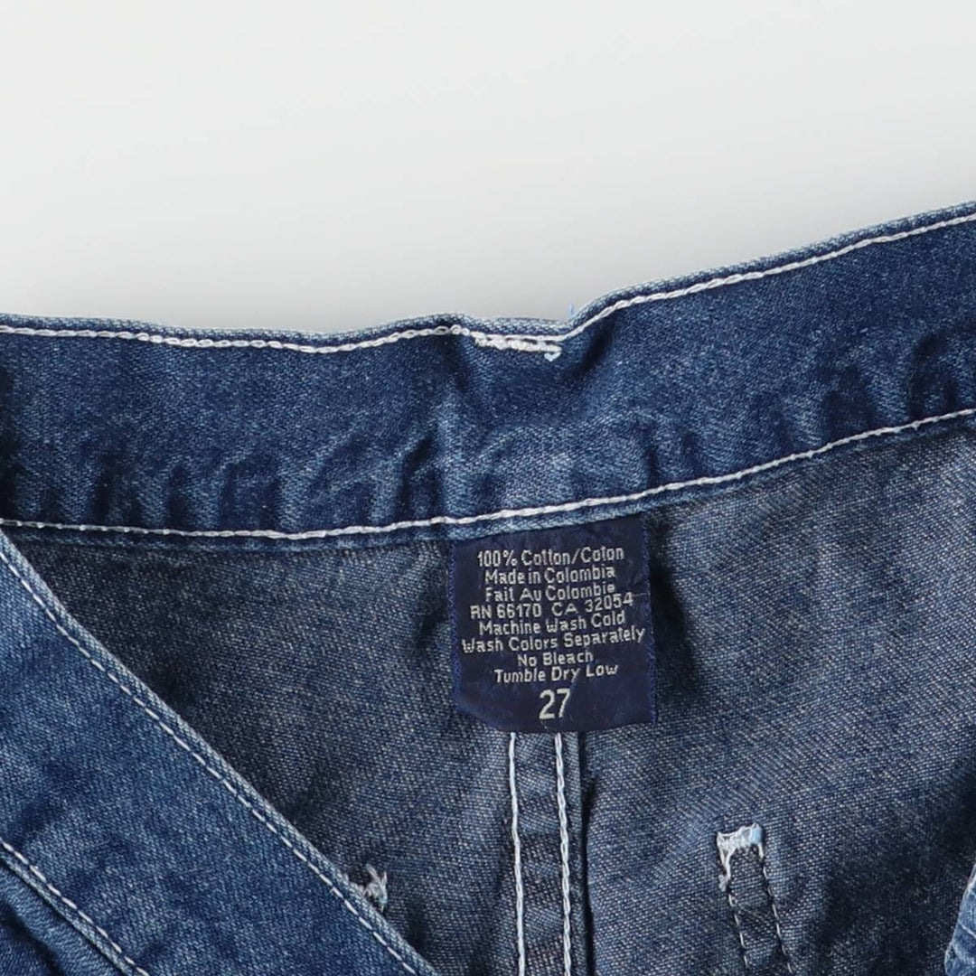 Vintage 90'S Bulldog denim painter pants, women's size L (w27) cotton blue type Vintage Second Hand