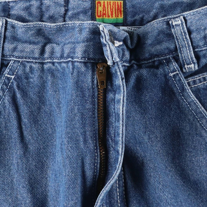 90'S Calvin Klein denim painter pants, made in the USA, women's size M (w26), vintage cotton blue type Vintage Second Hand