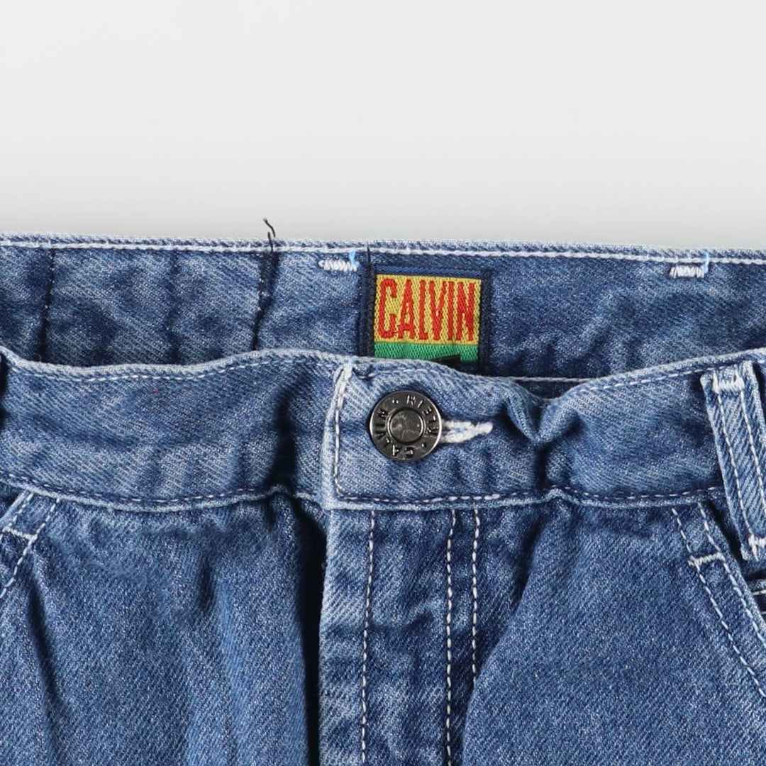 90'S Calvin Klein denim painter pants, made in the USA, women's size M (w26), vintage cotton blue type Vintage Second Hand
