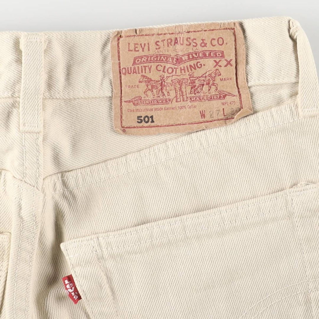 90'S Levi's 501-0150 Straight Denim Pants, Made in USA, Women's Size L (W27), Vintage cotton Beige type Vintage Second Hand