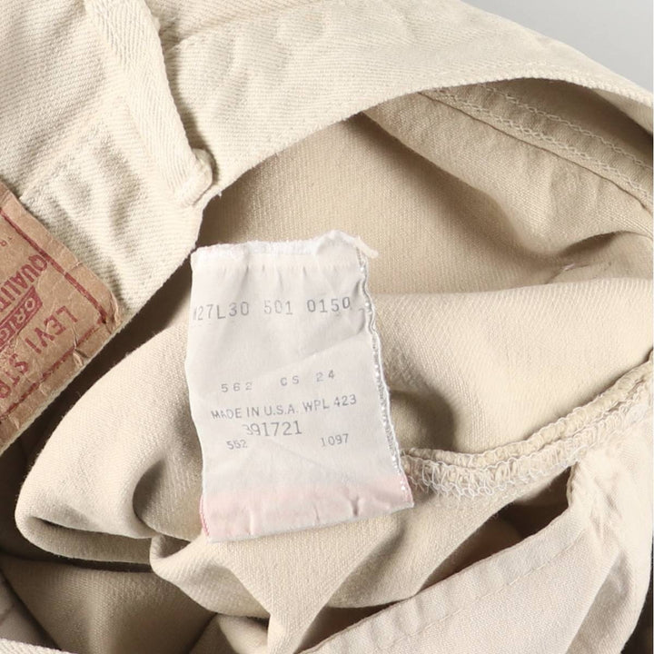 90'S Levi's 501-0150 Straight Denim Pants, Made in USA, Women's Size L (W27), Vintage cotton Beige type Vintage Second Hand