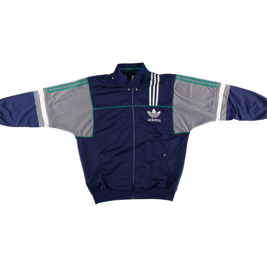 Vintage 80s-90'S adidas Trefoil logo jersey track jacket, men's size XL polyester navy blue type Vintage Second Hand
