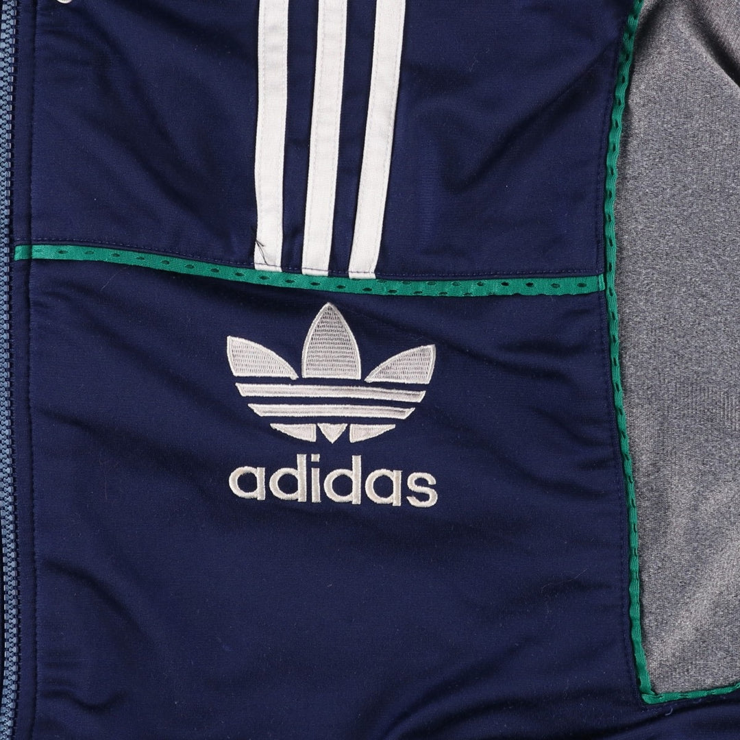 Vintage 80s-90'S adidas Trefoil logo jersey track jacket, men's size XL polyester navy blue type Vintage Second Hand