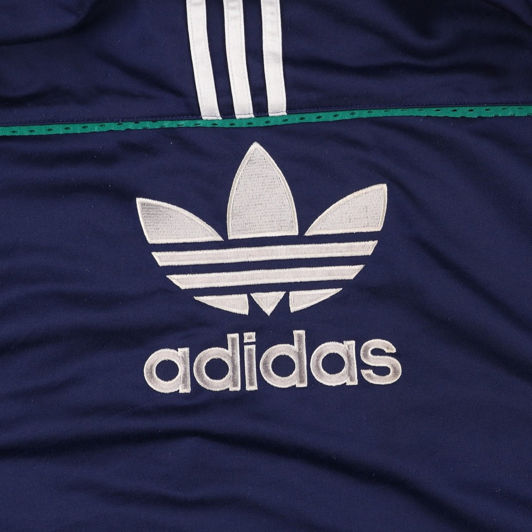 Vintage 80s-90'S adidas Trefoil logo jersey track jacket, men's size XL polyester navy blue type Vintage Second Hand