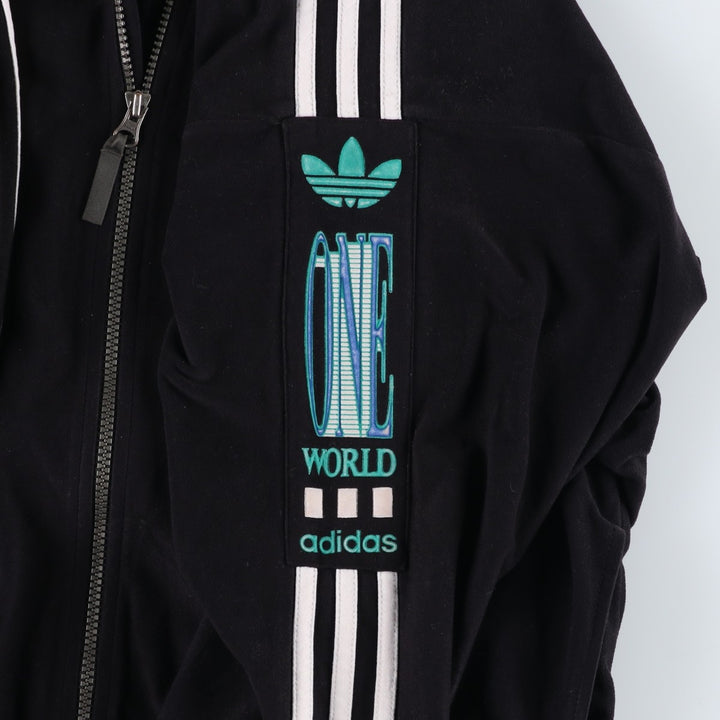 Vintage 90'S adidas Trefoil logo velour jersey track jacket, size M, men's polyester black type Vintage Second Hand