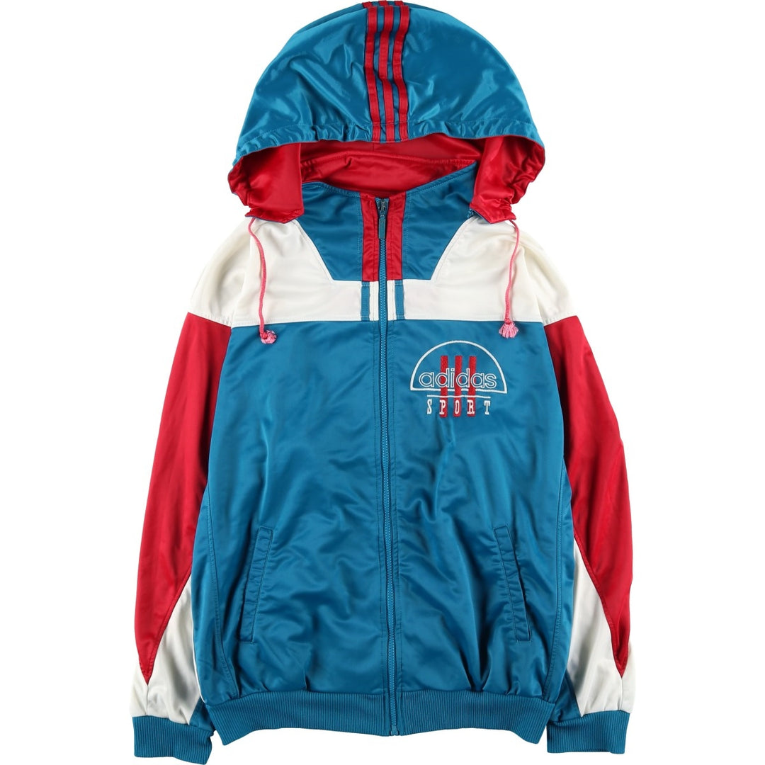 Vintage 1980'S adidas Trefoil logo jersey hoodie/track jacket, size XL, men's polyester white type Vintage Second Hand