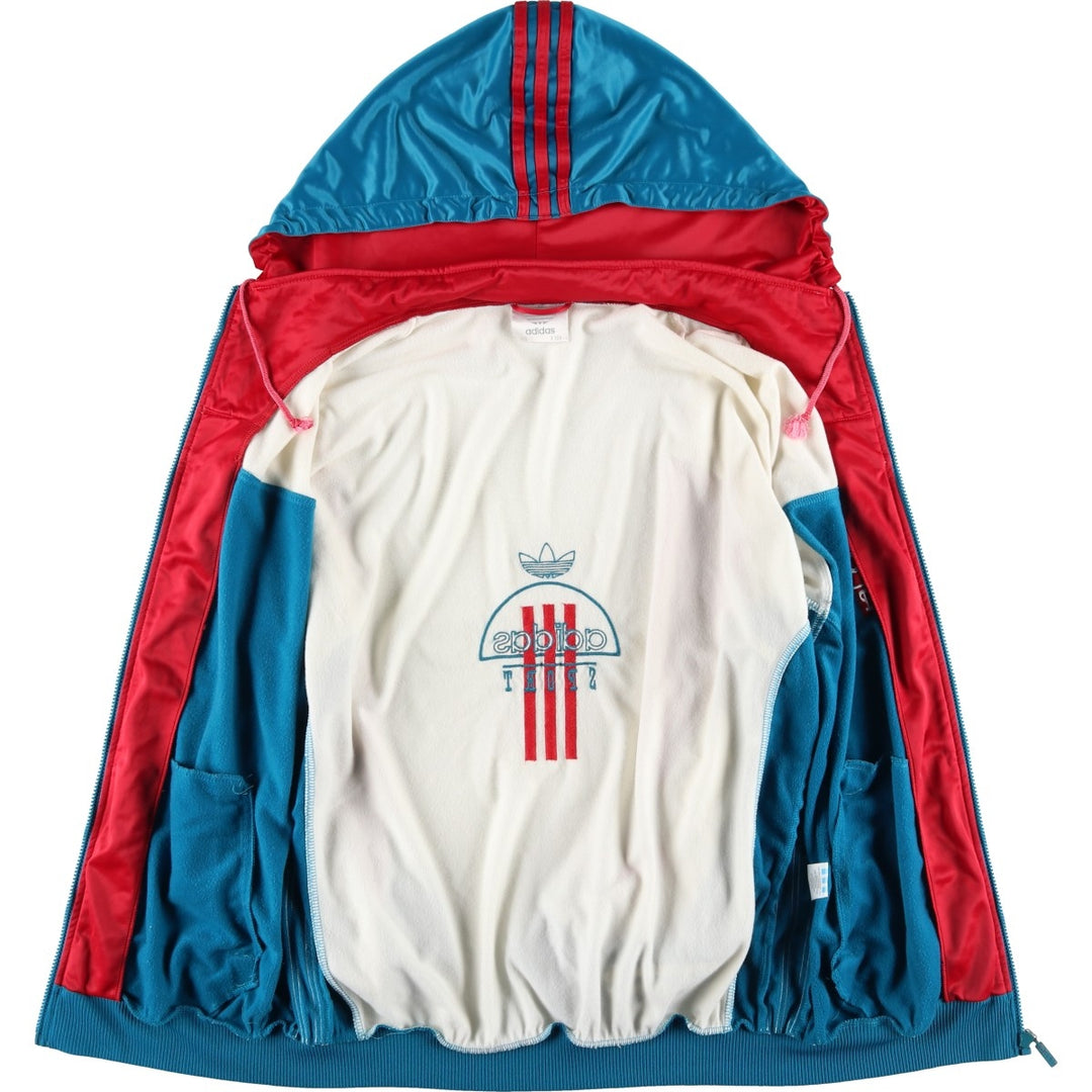 Vintage 1980'S adidas Trefoil logo jersey hoodie/track jacket, size XL, men's polyester white type Vintage Second Hand