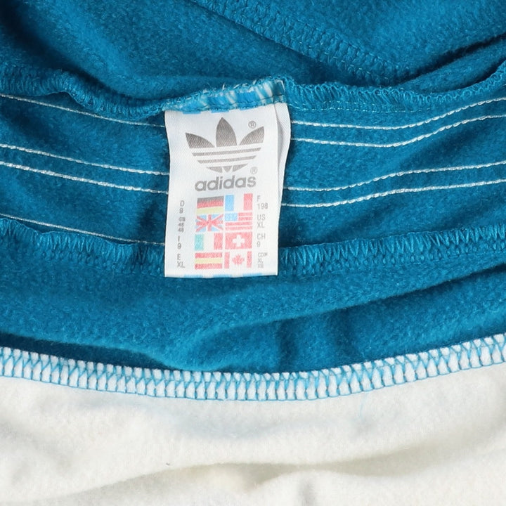 Vintage 1980'S adidas Trefoil logo jersey hoodie/track jacket, size XL, men's polyester white type Vintage Second Hand