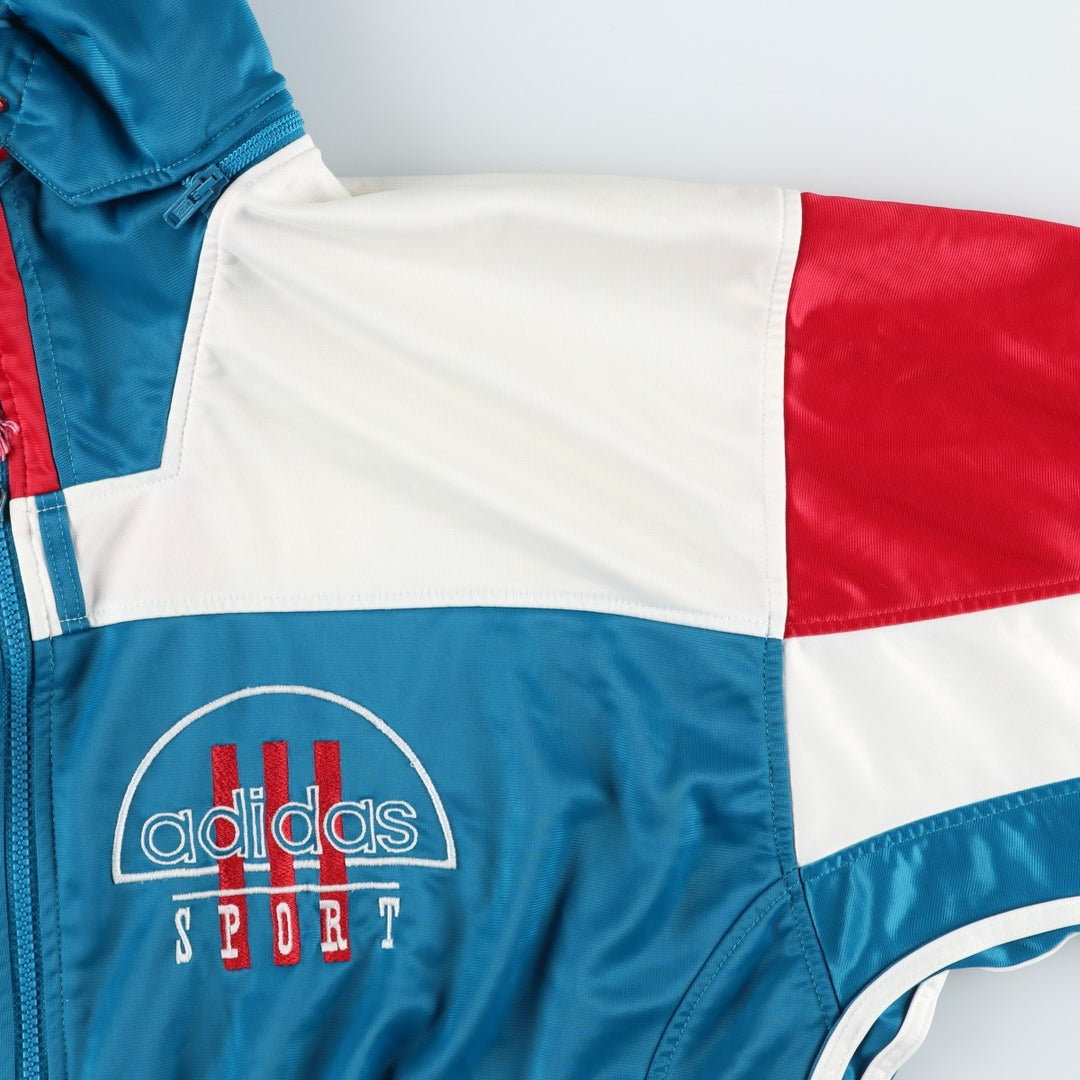 Vintage 1980'S adidas Trefoil logo jersey hoodie/track jacket, size XL, men's polyester white type Vintage Second Hand