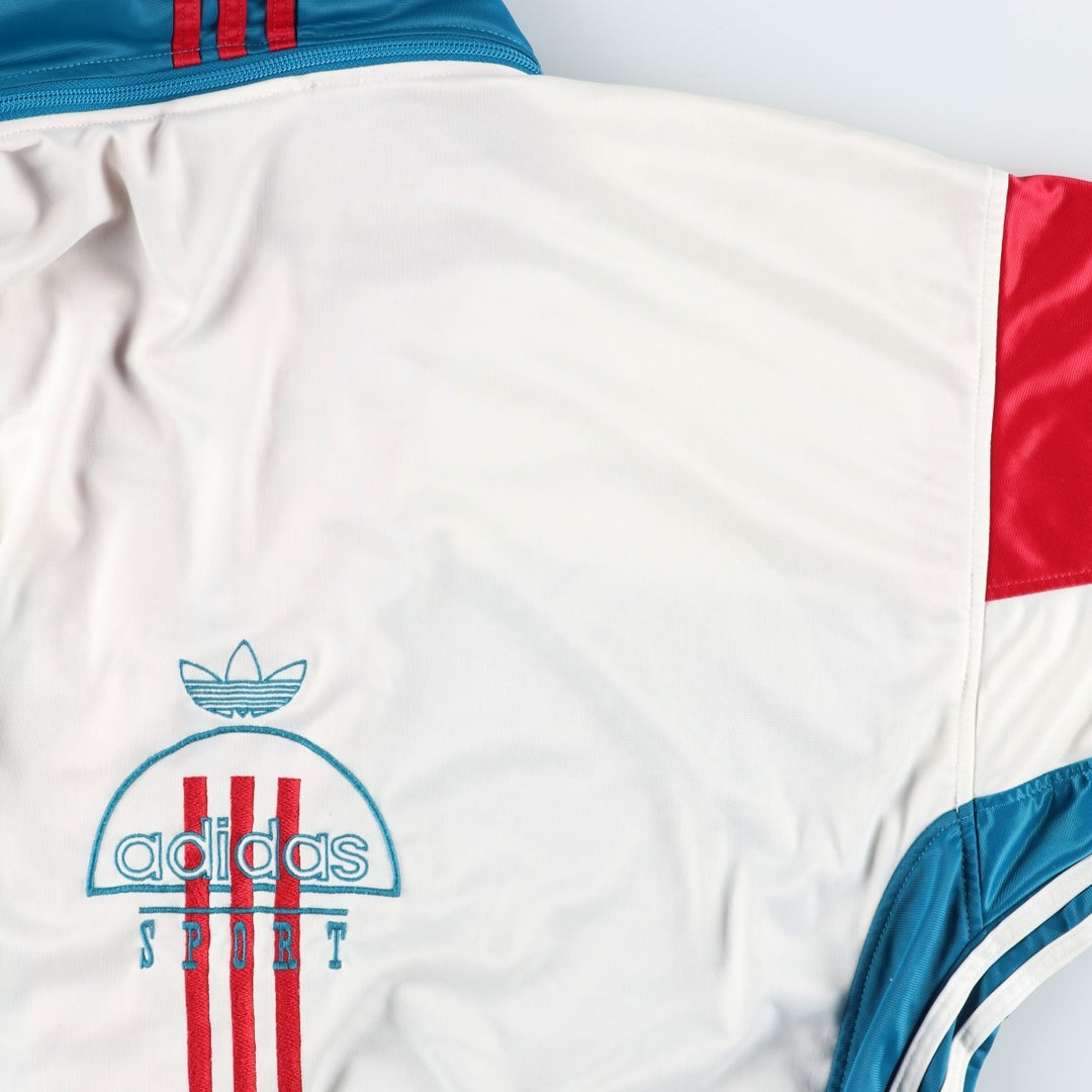 Vintage 1980'S adidas Trefoil logo jersey hoodie/track jacket, size XL, men's polyester white type Vintage Second Hand